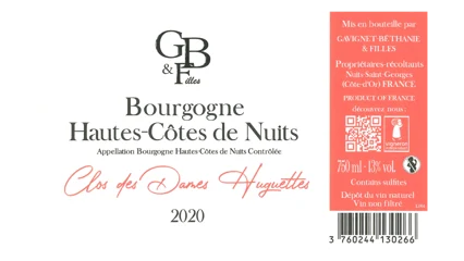 Gavignet-Béthanie Bourgogne Hautes-Côtes de Nuits Rouge Clos des Dames Huguettes-1