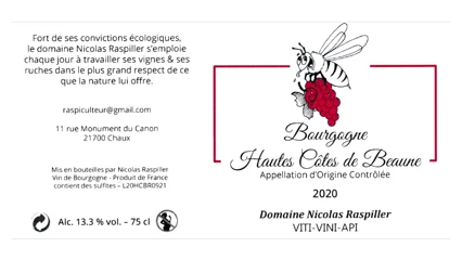 Nicolas Raspiller Bourgogne Hautes-Côtes de Beaune Rouge-1