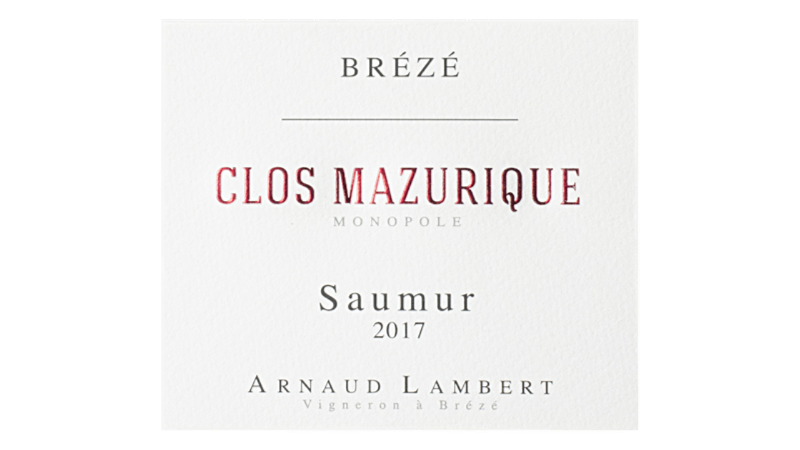 Arnaud Lambert Saumur Rouge Brézé Clos Mazurique